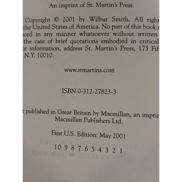 "Warlock" Hardcover Book By Wilbur Smith First U S Edition 2001 Vintage - Picture 10 of 16